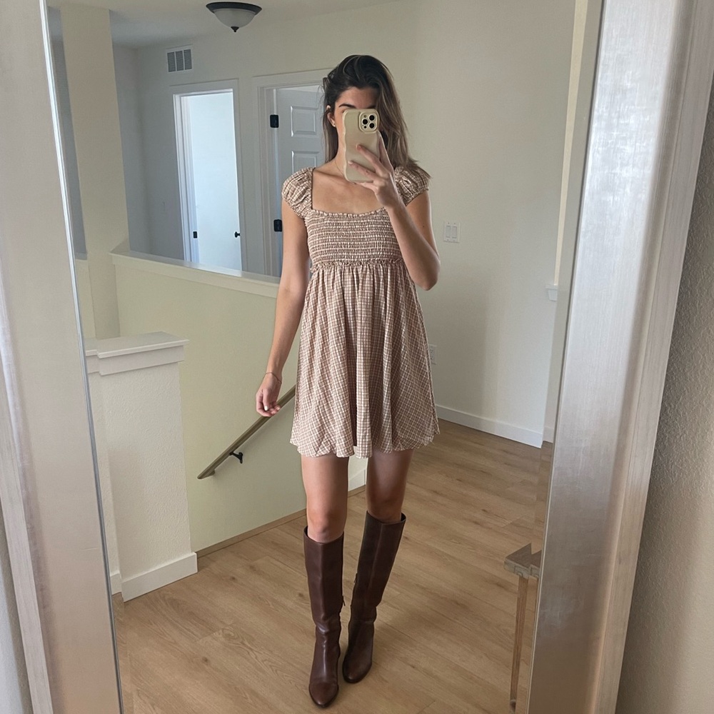 Free people plaid babydoll dress
